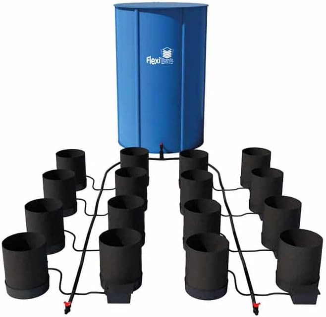 AutoPot 16 Pot GeoPot System with 3 Gallon Fabric Pots - Self-Watering, Gravity Fed Hydroponic System (16Pot with 60 gal Flexi Tank) Indoor, Black