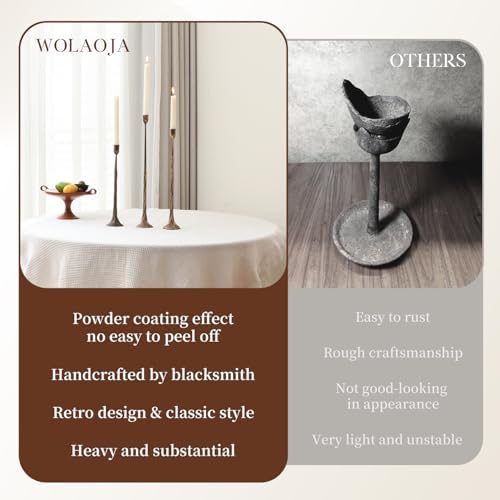 Set of 3 Candle Stick Holders, Iron Antique Gold Candlestick Holders, Fits 3/4 inch Thick Candles, Tapered Candle Holders Tall Set for Dining Table, Wedding, Home Decoration - Image 5