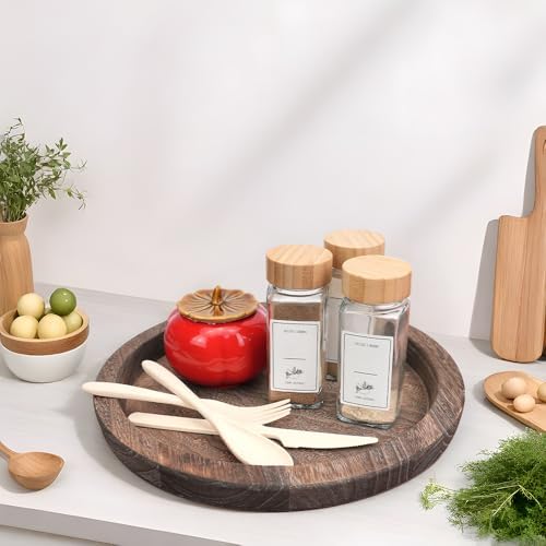 2 Pcs Decorative Serving Tray, Wooden Coffee Table Trays Decor - Image 2