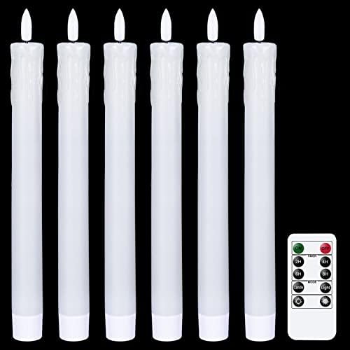 GenSwin Drip Wax Flameless Taper Candles Battery Operated with Remote Timer by GenSwin