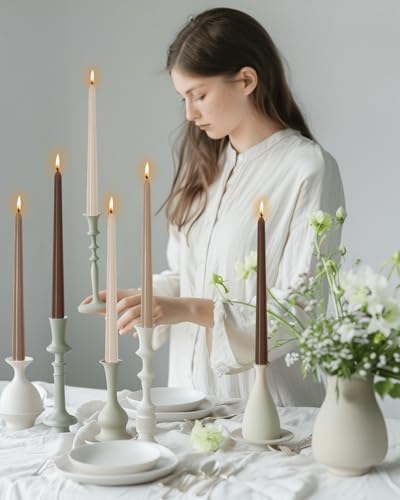 10" Taper Candles-12 Pack Brown Candlesticks-Unscented Dripless Candles 8 Hour Burn for Holidays,Weddings,Fall Harvest Halloween Thanksgiving Dinners Parties and Home Decor - Image 3
