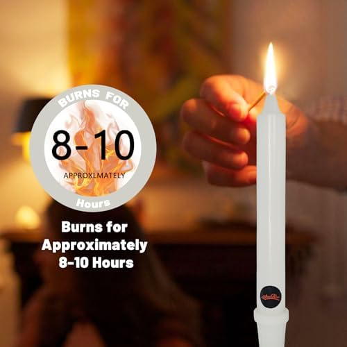 NJAO HOO White Candlesticks 8 Inch Unscented Taper Candle Dripless Handmade Colored Candles for Home Decor Dinner Table Kitchen and Bedroom, 4 Pack - Image 4