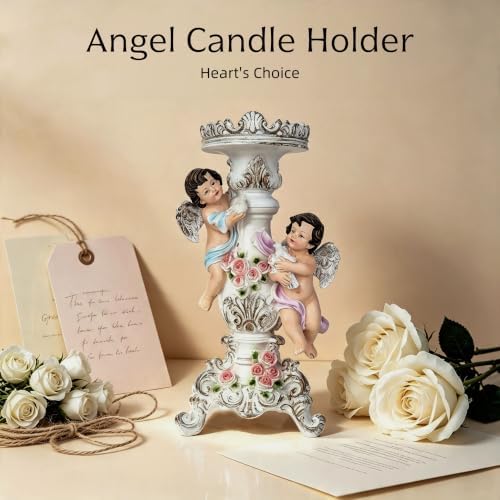 Hand Painted Cherub Candle Holder Resin Angel Tabletop Wedding Decor Gift - Image 5