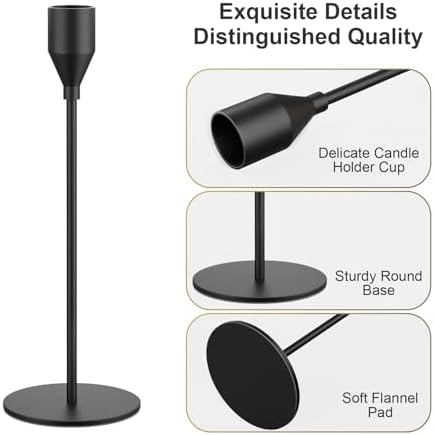 NLBTW Black Taper Candle Holders Set of 6, Metal Candlestick Holders for Table or Mantel Decor Centerpiece, Candle Stick Holder Decor for Wedding, Dinning, Party or Anniversary - Image 5