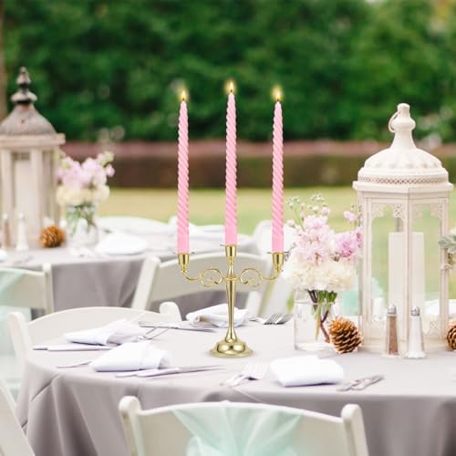 20 Pack 10 Inch Pink Spiral Taper Candles for Holiday Home Decoration, Unscented Dripless Twisted Candlesticks for Dinner Party Wedding Valentines Day Baby Shower and Easter - Image 2