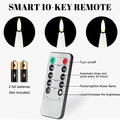 Flameless Taper Candles with 3D Wick, Wax LED Candles with Remote & Timer - Image 3