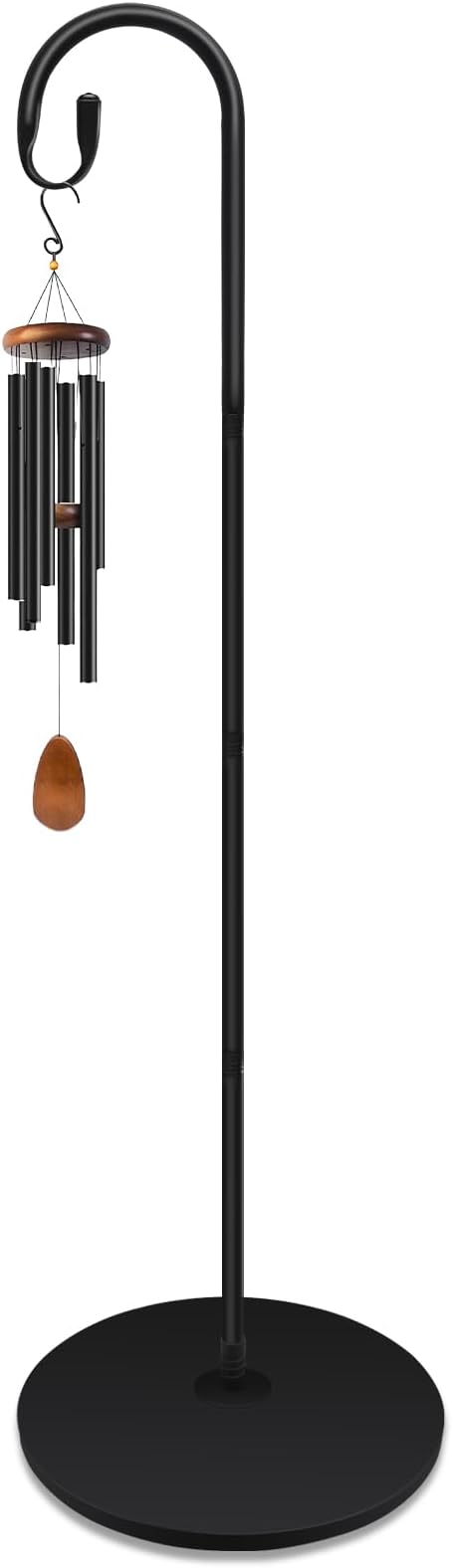 63 Inch Shepherds Hooks for Outdoor Indoor with Round Base Stand, Adjustable Shepherds Hook for Bird Feeder, Lanterns, Wind Chime in Patio Garden