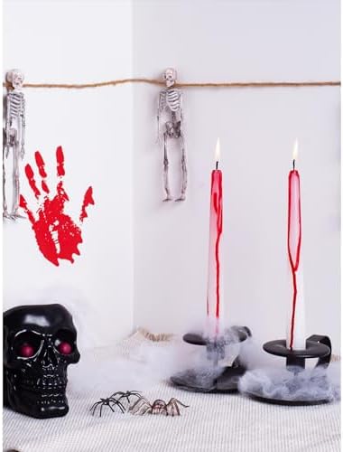 CANDWAX 8 inch Taper Candles Set of 12 - Dripless Candlesticks Burning for 6 Hours - Bloody Tapered Candles Ideal as Halloween or Other Themed Decor - Blood White Candle - Image 5