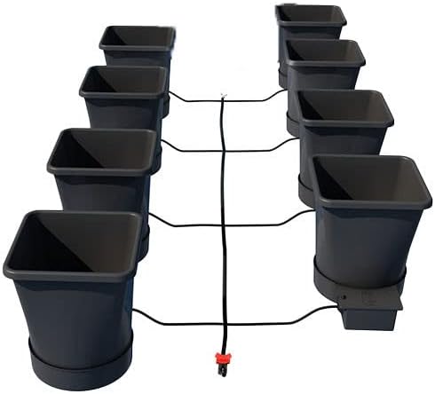 AutoPot 8 Pot XL System with 6.6 Gallon Plastic Pots and No Tank - Self-Watering, Gravity-Fed Hydroponic System (8PotXL - 6.6 Gallon - No Tank) Indoor, Black