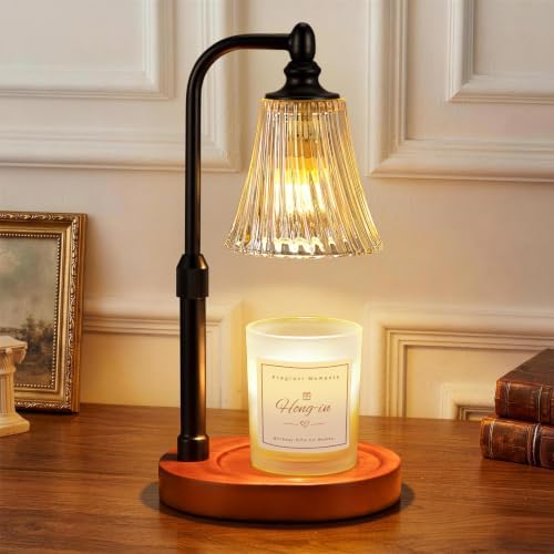 Black Walnut Candle Warmer Lamp with Timer Dimmable,Birthday Gifts for Women,Adjustable Height Wax Melt Warmer for Jar Candles,House Warming Gifts New Home,Ideal for Office,Dorm,Bedroom Home Decor by Hong-in