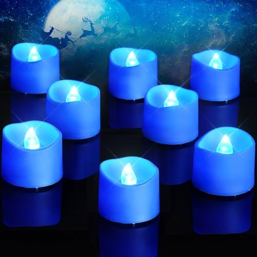 Homemory 12-Pack Blue Flameless Battery Tea Light Candles, 200+ Hours by Homemory