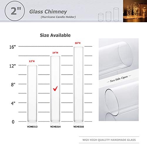 WGVI Hurricane Candle Holder Sleeve, Wide 2", Height 14", Clear Glass Cylinder Candleholder, Chimney Tube, Open Ended Candle Shade, 6 Pieces Bulk - Image 3