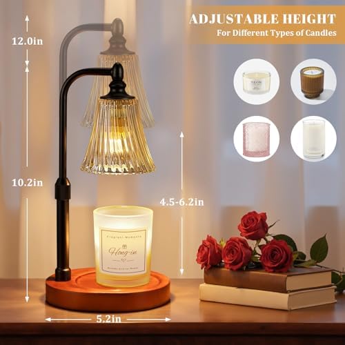 Black Walnut Candle Warmer Lamp with Timer Dimmable,Birthday Gifts for Women,Adjustable Height Wax Melt Warmer for Jar Candles,House Warming Gifts New Home,Ideal for Office,Dorm,Bedroom Home Decor - Image 4