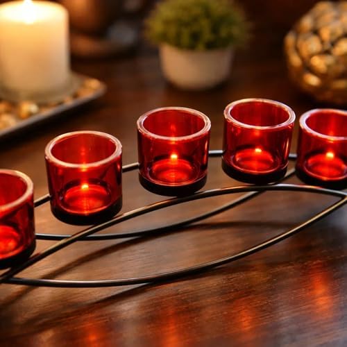 Seraphic Centerpiece Table Decoration, Candle Holder Dining Room Decor, Red - Image 5
