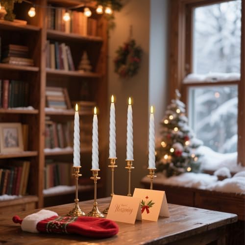 Wondise Flameless Taper Candles with Remote Timer White - Image 7