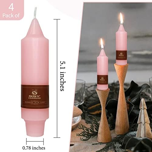 4 PCS Taper Candles Gradient Pink Taper Candlesticks 5 inch Short Candle Sticks for Dinner Household Wedding Party Home Décor Candlesticks - Image 4