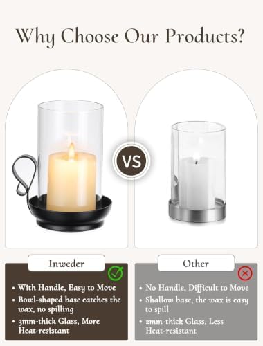 Black Hurricane Candle Holders: Pillar Candle Holder Set of 2 - Image 4