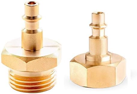 Lead-Free Brass Winterize Sprinkler Systems Blowout Plug Quick Connect Air Compressor 1/4" Adapter | Fits Garden Hose 3/4" Threading Water Blowout Adapter Fitting to RV and Campe (2) by HHYOOSOO