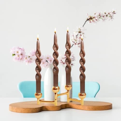 MAITREYA Brown Taper Candles Conical Stick Candles Spiral Taper Candles-Set of 4 for Decoration Weddings Party Church-Unscented Dripless Candles,10inch(C-Coffee) - Image 2