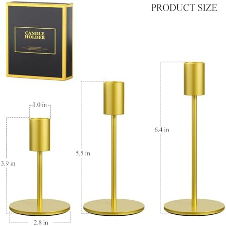 Set of 3 Gold Candlestick Holders, FSyueyun Candle Stick Holder Home Decor - Image 6