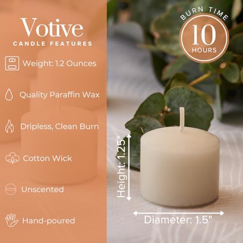 Simply Soson Ivory Votive Candle Set of 24 Bulk Unscented 10Hr Burn - Image 2