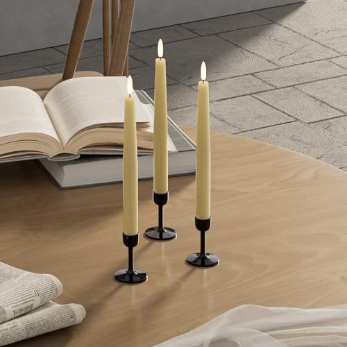 GenSwin Flameless Taper Candles Led Battery Operated Remote Timer Ivory - Image 5