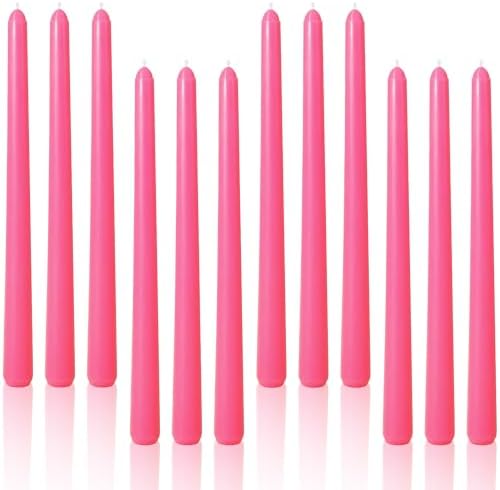 Viyffo Taper Candles, 10 Inch, 12 Pack, Clear Pink – Unscented by Viyffo