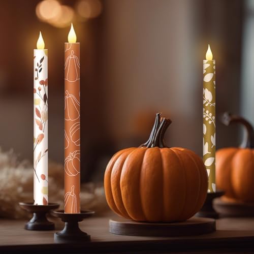 Honoson 6 Pcs Fall Flameless Taper Candles 10.6 Inch - Image 5