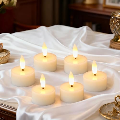 GenSwin Real Wax Flameless Tealight Candles Battery Operated Timer Ivory - Image 5