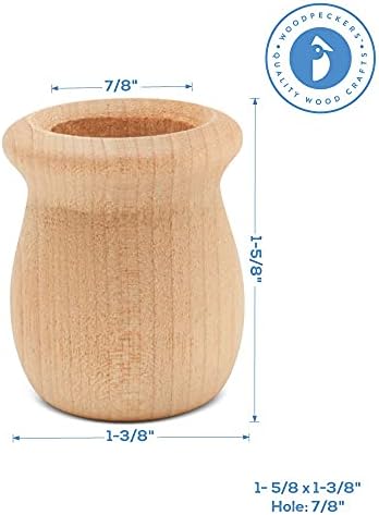 Bean Pot Candle Cups, 1-5/8 Inch, 29/32 Inch Hole, Pack of 12 Unfinished Wood Candle Holders, Wood Turnings for Crafts, by Woodpeckers - Image 2