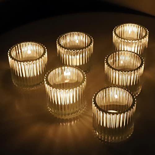 VOHO Clear Votive Candle Holders Set of 6, 2.75’’x2.56’’ Tea Lights Holder by VOHO