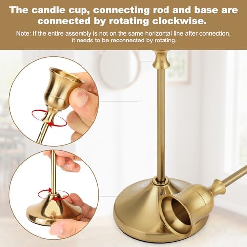 Candlestick Holders, 24PCS Metal Taper Candle Holder, Brass Gold Candle Holders for Candlesticks, Candle Holder for Wedding Fireplace Mantel Housewarming Gift - Image 3