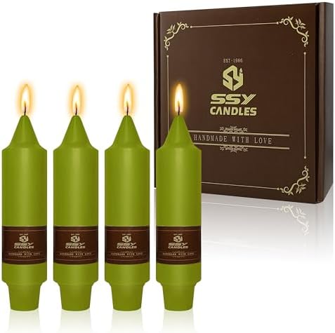 5 inch Short Tapered Candle 4 Pack Grass Green Candle Smokeless Unscented Taper Candlesticks for Christmas Dinner Household Décor Candlesticks by XINAOBAOLUO