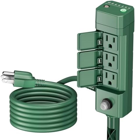BN-LINK Outdoor Power Stake Timer, Dusk to Dawn Light Sensor, 6 Outlets by BN-LINK