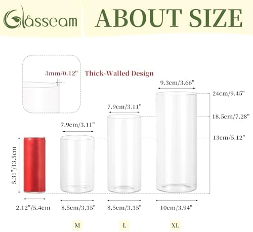 Glasseam Hurricane Glass Candle Holders, 6Pcs Flower Vases for Centerpiece - Image 5