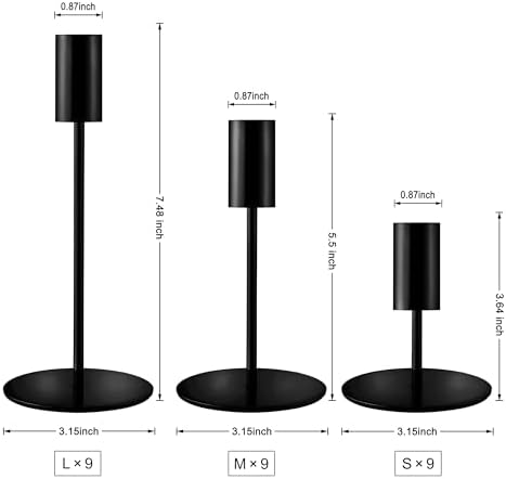 Black Candlestick Holders Bulk, Taper Candle Holders 27Pc, 3 Heights - Image 2