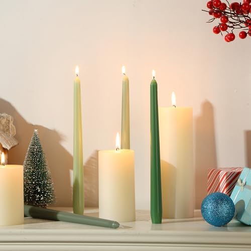 MTLEE 32 Pcs 10 Inch Long Taper Candle Stick Smokeless, Gradient Green - Image 7