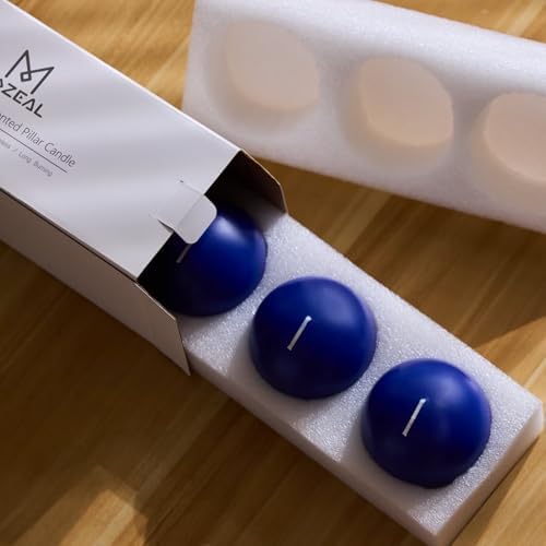 MOZEAL Hand-Poured, 3 Inch Royal Blue Round Ball Candles - Elegant Royal Blue Round Pillar Candles Set of 3, Dripless, Unscented, Smokeless, Ideal for Formal Events. - Image 6
