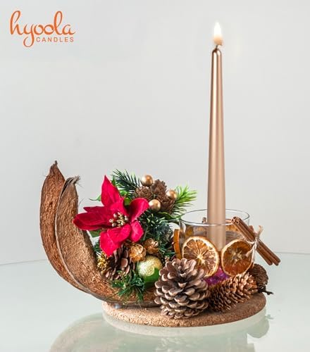Hyoola 12 Pack Tall Metallic Taper Candles - 10 Inch Copper Metallic, Dripless, Unscented Dinner Candle - Paraffin Wax with Cotton Wicks - Image 5