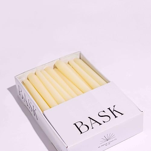 Bask 10-inch Taper Candles - Unscented and Dripless - Burns for 8 Hours - Home Decor for Dinner Table, Kitchen, and Bedroom - Perfect for a Romantic Date or Anniversary - 30-Pack - Ivory - Image 4
