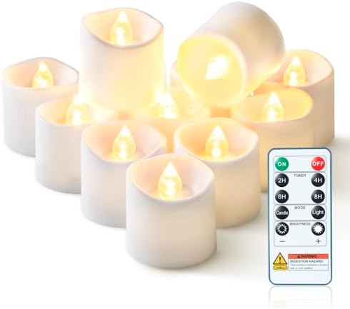 Homemory White Flameless LED Votive Tealight Candles & Timer Remote, 12Pack by Homemory