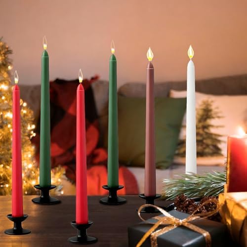 6Pcs Christmas Candle Sticks,10 Inch Dripless Christmas Taper Candles Stick,Red/Green Unscented Xmas Tapered Candles for Decoration - Image 7