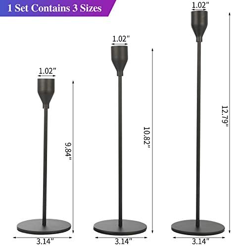 Set of 6 Black Taper Candle Holders Decorative Candlestick Holder for Home Decor, Wedding, Dinning, Party, Anniversary (Black) - Image 3
