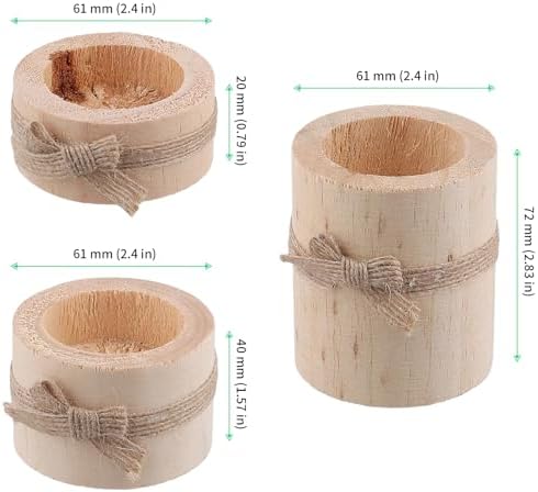 FUNSUEI 12 Pack Wooden Tea Light Candle Holders, 3 Sizes Wood Votive Candle Holder, Wood Log Candle Holders Rustic Tealight Candle Holder for Dinning Party Room Decoration - Image 2
