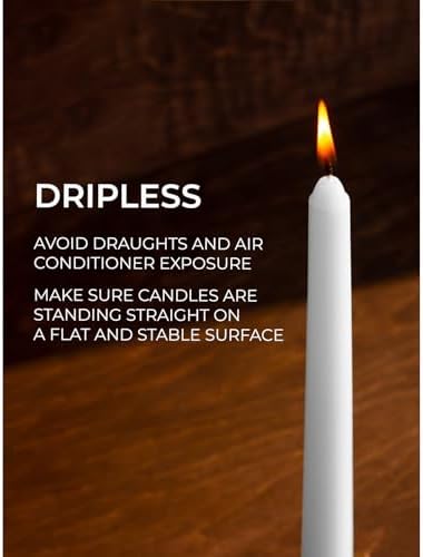 CANDWAX 10 inch White Taper Candles - Set of 12 White Candle Sticks Ideal for Christmas Decorations - Unscented Dripless Smokeless Long Burning Candlesticks - Christmas Candlesticks - Image 3
