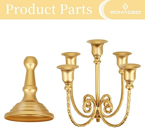 Romadedi Gold 5 Arm 11.8" Candelabra Candle Holders - Image 6