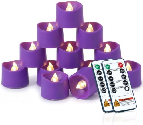 Homemory 24-Pack Purple Remote Flameless Battery Tea Light Candles 400+ Hrs by Homemory