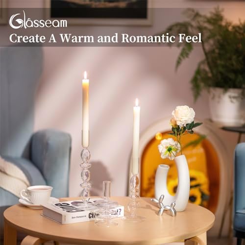 Glasseam Glass Tapered Candlestick Holder 3Pcs Unique Taper for Table Decor - Image 4