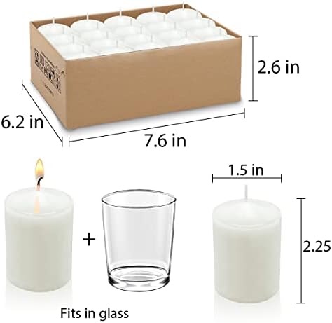 White Votive Candles, 2.25 Inch Candle Votives, Unscented Small Cup Candles, Votive Candle Bulk for Wedding Church Party Spa Restaurants and Emergency (20 Pack, 2.25 Inch, White) - Image 6