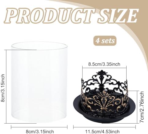 4PCS Vintage Gothic Hurricane Glass Candle Holders, Metal Base Candlestick Holders Wedding Centerpieces for Tables, Pillar Candle Holder for Versatile Decor in Formal and Everyday Settings - Image 2